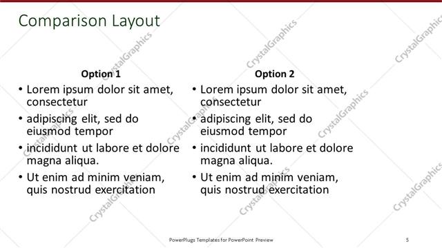 Comparison presentation slide layout