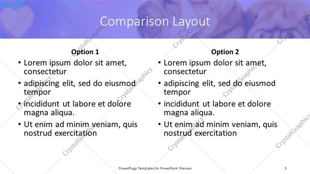 Comparison presentation slide layout