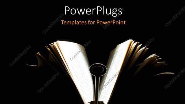  Presentation with key education - A two sided key in the middle of an open book