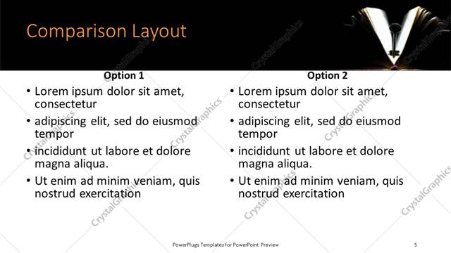 Comparison presentation slide layout