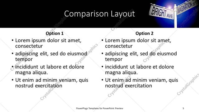 Comparison presentation slide layout