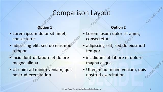Comparison presentation slide layout