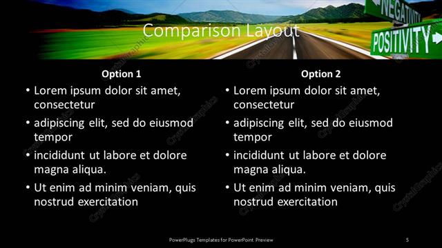 Comparison presentation slide layout