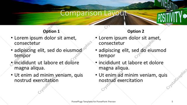 Comparison presentation slide layout