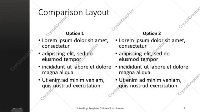 Comparison presentation slide layout