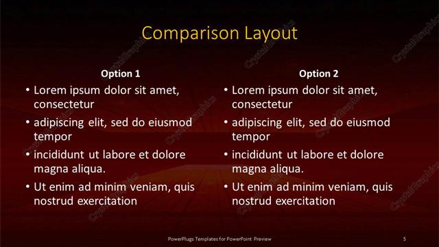 Comparison presentation slide layout