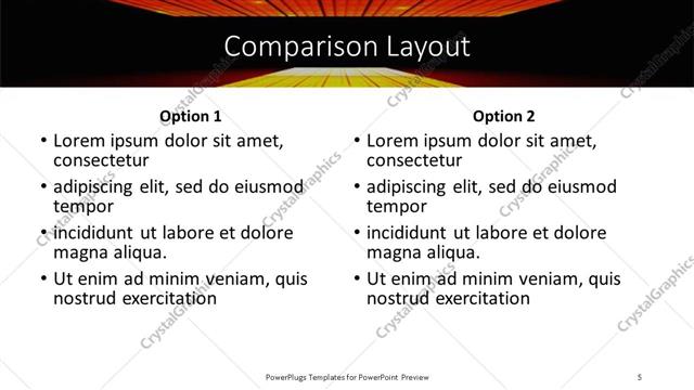 Comparison presentation slide layout