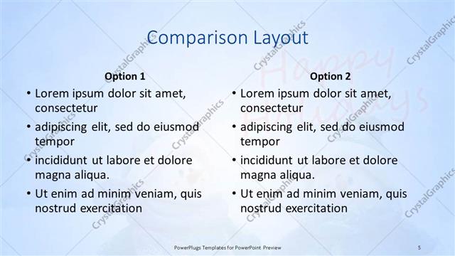 Comparison presentation slide layout