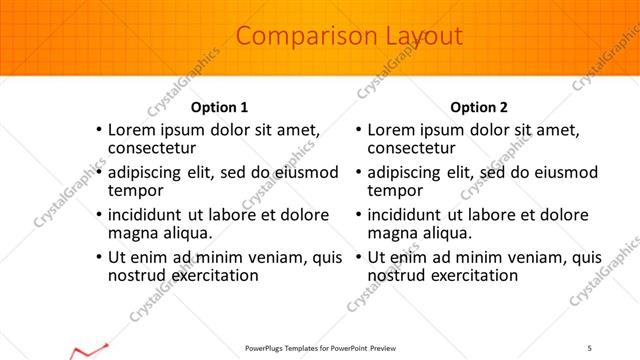 Comparison presentation slide layout