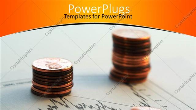  Presentation with gold investment - Two stacks of gold coins on a graph sheet