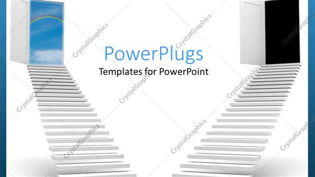  Presentation with dark night - Two stairs with one leading to cloudy sky and the other dark night
