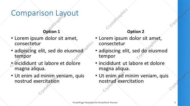 Comparison presentation slide layout