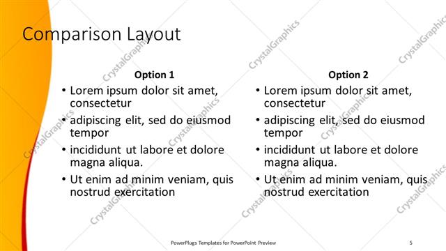 Comparison presentation slide layout