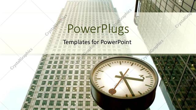  Presentation with tall - Two tall sky scrapers with a black clock in front