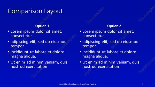 Comparison presentation slide layout