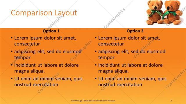 Comparison presentation slide layout