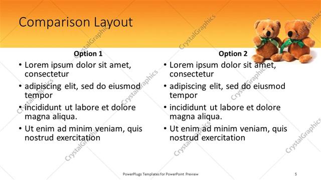 Comparison presentation slide layout