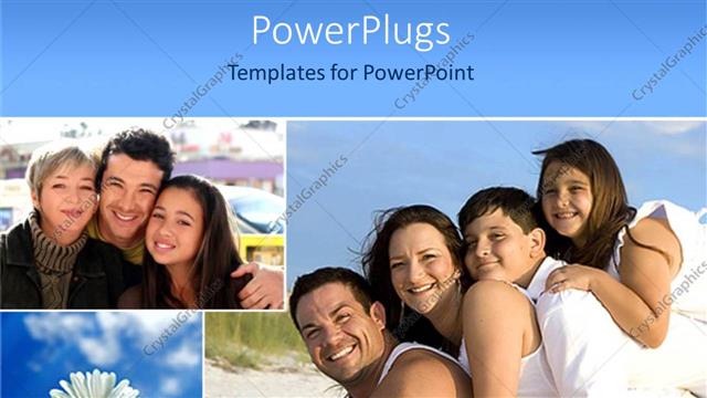  Presentation with tiles - Two tiles on happy families smiling with a white flower