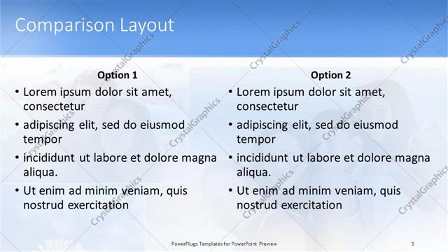 Comparison presentation slide layout