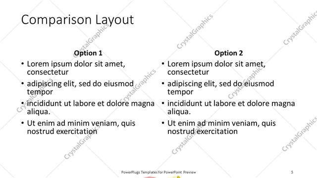 Comparison presentation slide layout