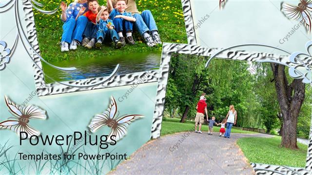  Presentation with family children - Two tiles with smiling adults and children on a field