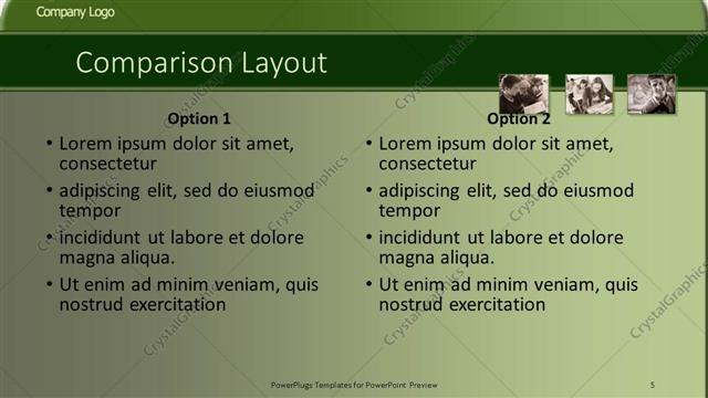Comparison presentation slide layout