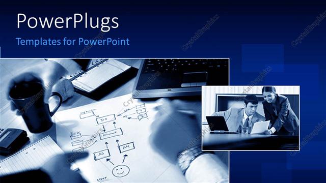  Presentation with tiles - Two tiles with two business people having a meeting