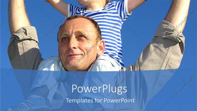  Presentation with clear - Two tiles with two families smiling over a clear sky background
