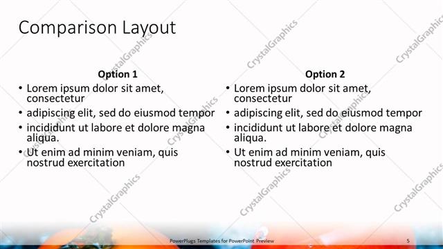 Comparison presentation slide layout