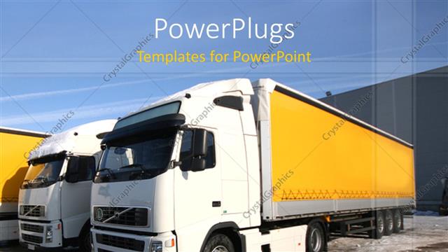  Presentation with transportation - Two trucks with clear sky in the background