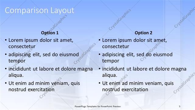 Comparison presentation slide layout