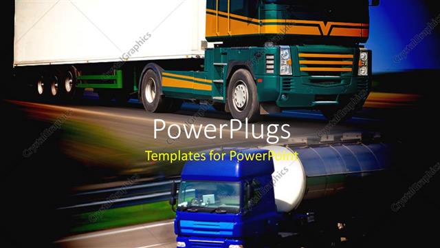  Presentation with driving road - Two trucks driving on speed on a tarred road