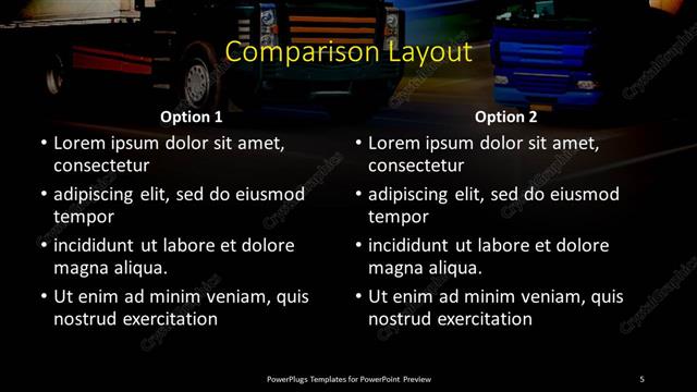 Comparison presentation slide layout