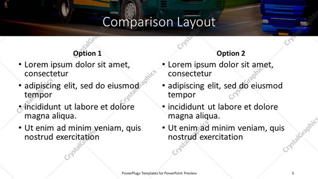Comparison presentation slide layout