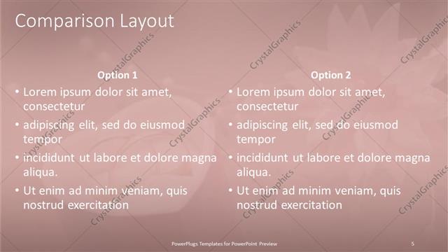 Comparison presentation slide layout