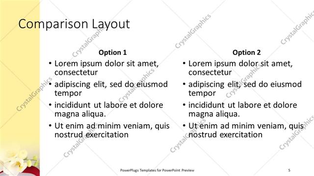 Comparison presentation slide layout