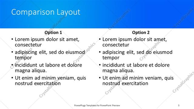 Comparison presentation slide layout