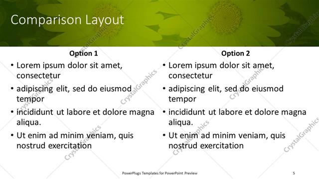 Comparison presentation slide layout