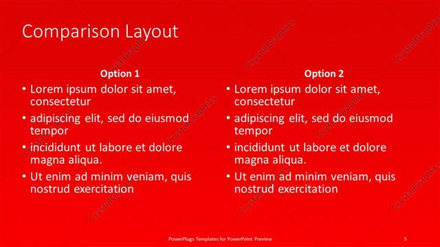 Comparison presentation slide layout