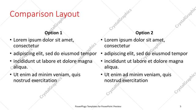 Comparison presentation slide layout