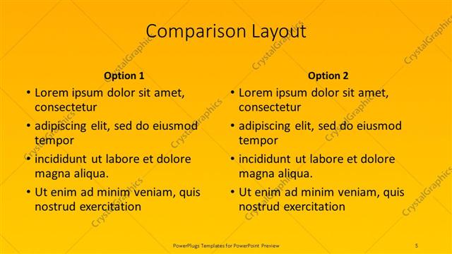 Comparison presentation slide layout