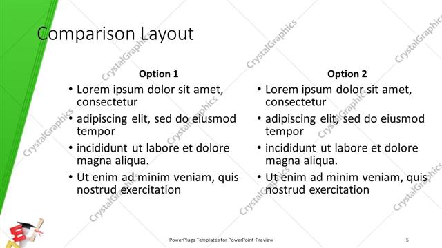 Comparison presentation slide layout