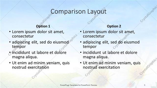 Comparison presentation slide layout
