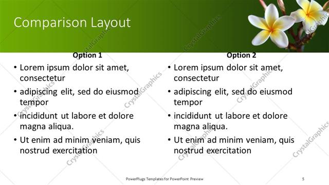 Comparison presentation slide layout