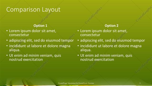 Comparison presentation slide layout