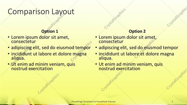Comparison presentation slide layout