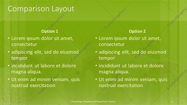 Comparison presentation slide layout
