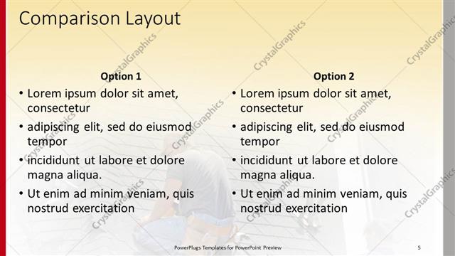 Comparison presentation slide layout