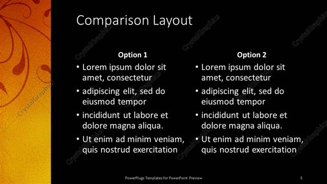Comparison presentation slide layout