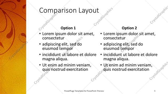 Comparison presentation slide layout